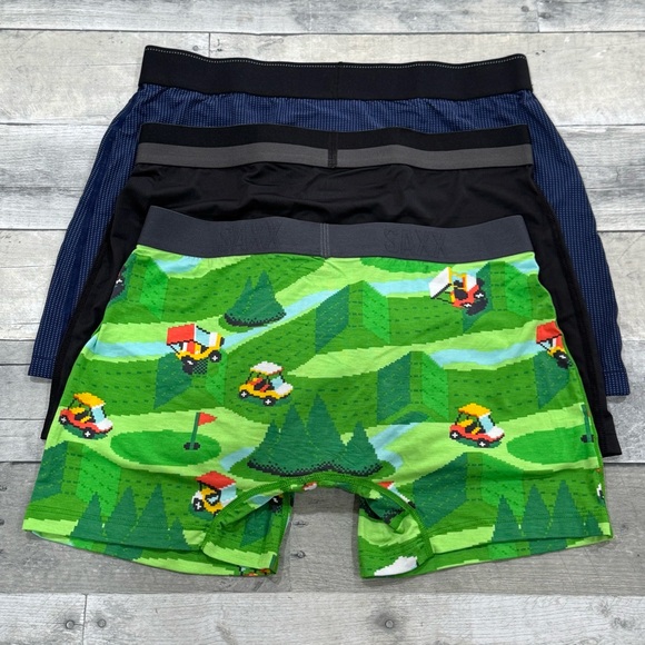 SAXX 3-PACK BOXER BRIEF MENS UNDERWEAR - ASSORTED COLORS & STYLES - SZ - MEDIUM - Picture 2 of 4